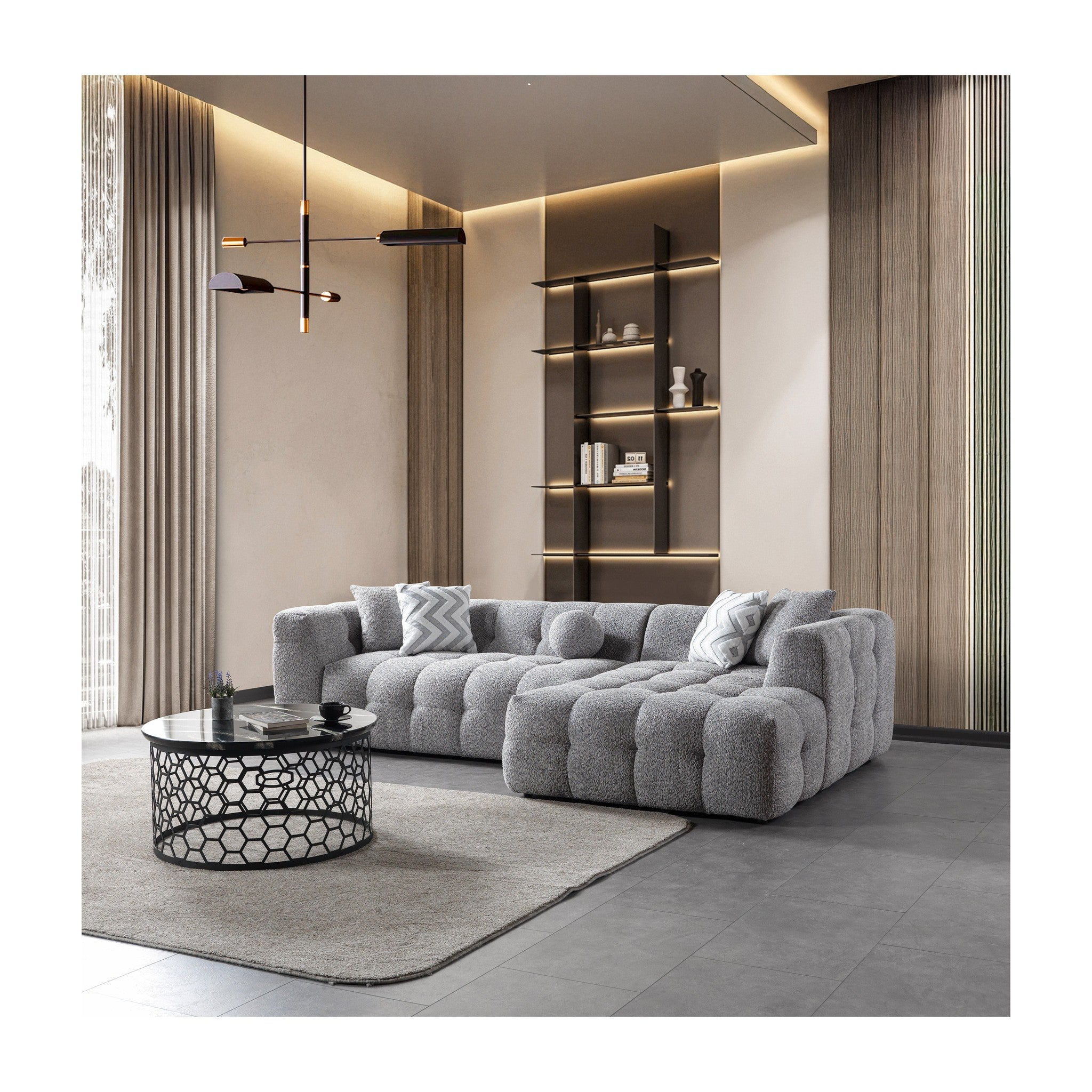 Ivy Gray Boucle RAF 110" Sectional