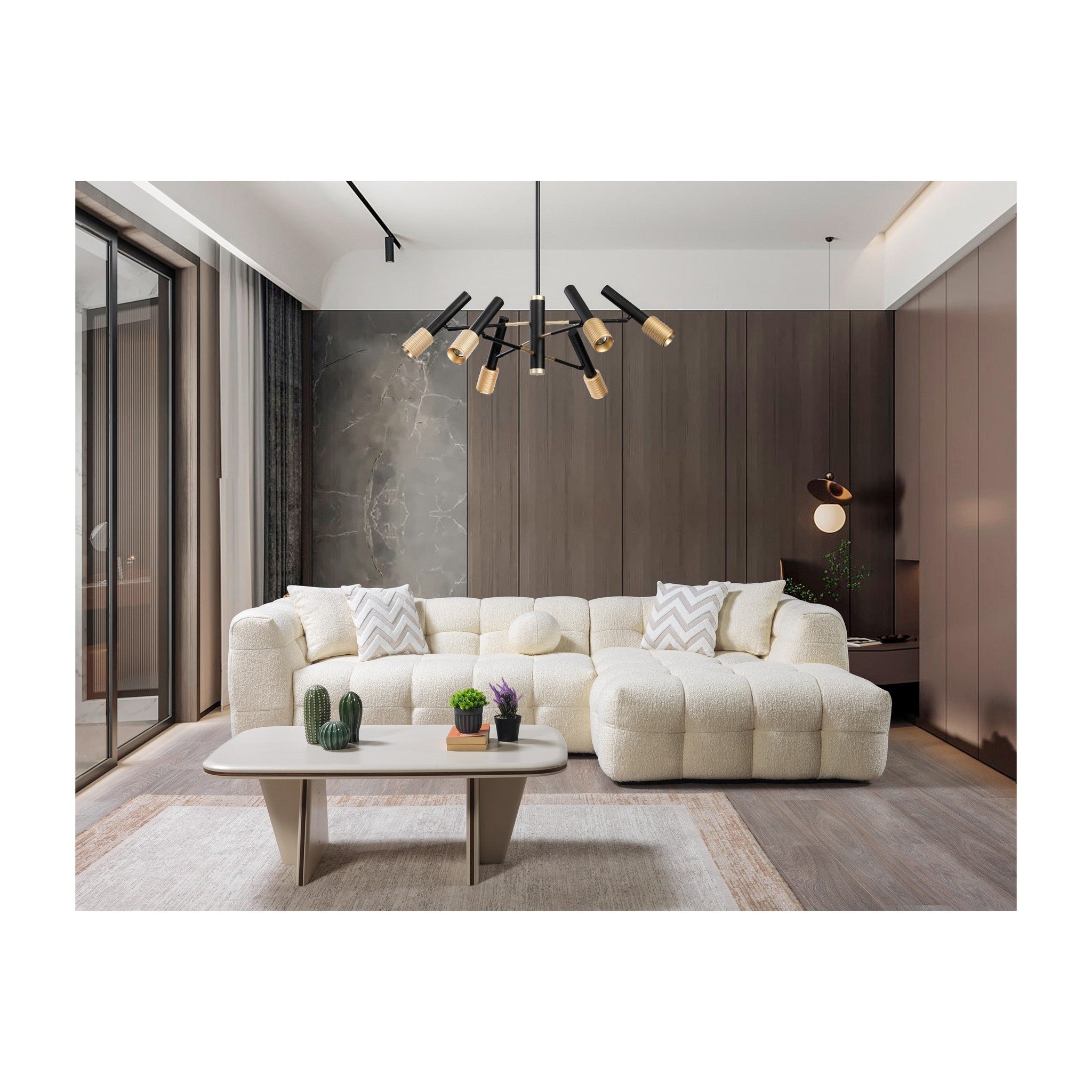 Ivy Ivory Boucle RAF 110" Sectional