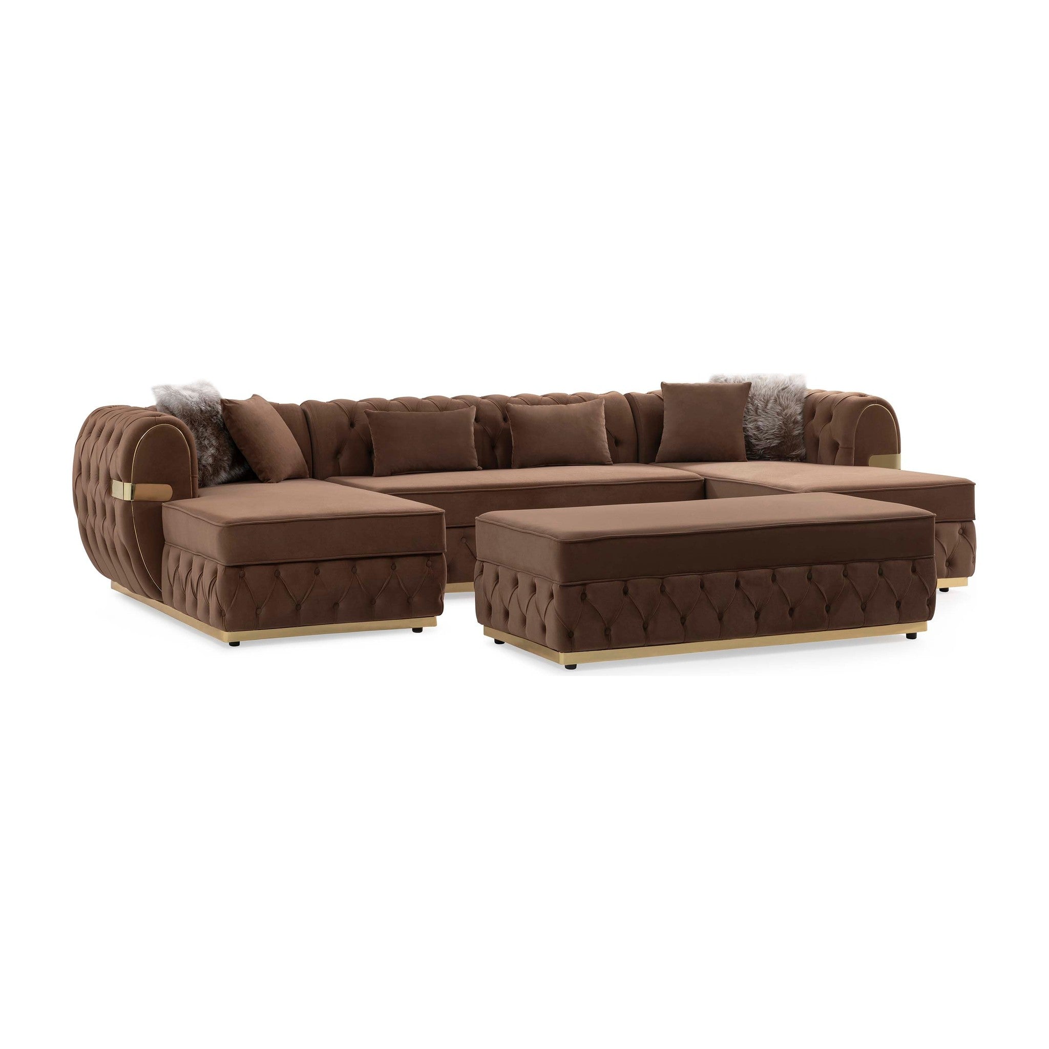 Jester Mocha Velvet Rectangle Ottoman