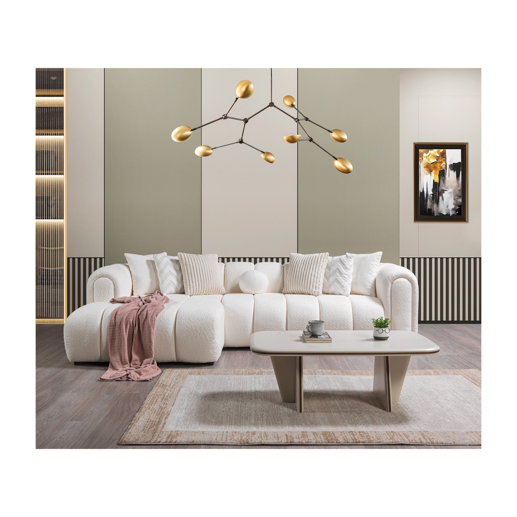 Lis Ivory Boucle LAF 115" Sectional