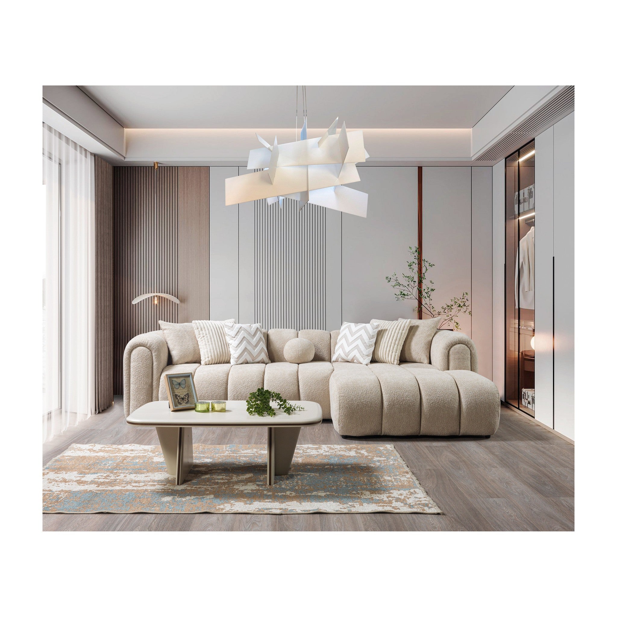 Lis Sand Boucle RAF 115" Sectional