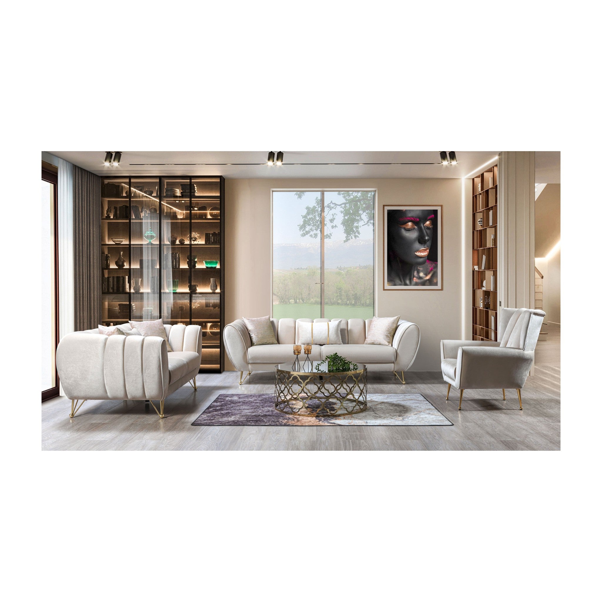 Merida Ivory Velvet Chair