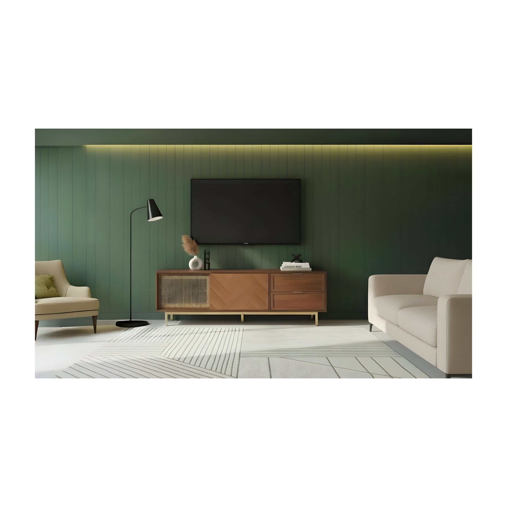 Milana TV Console (Walnut Gold)