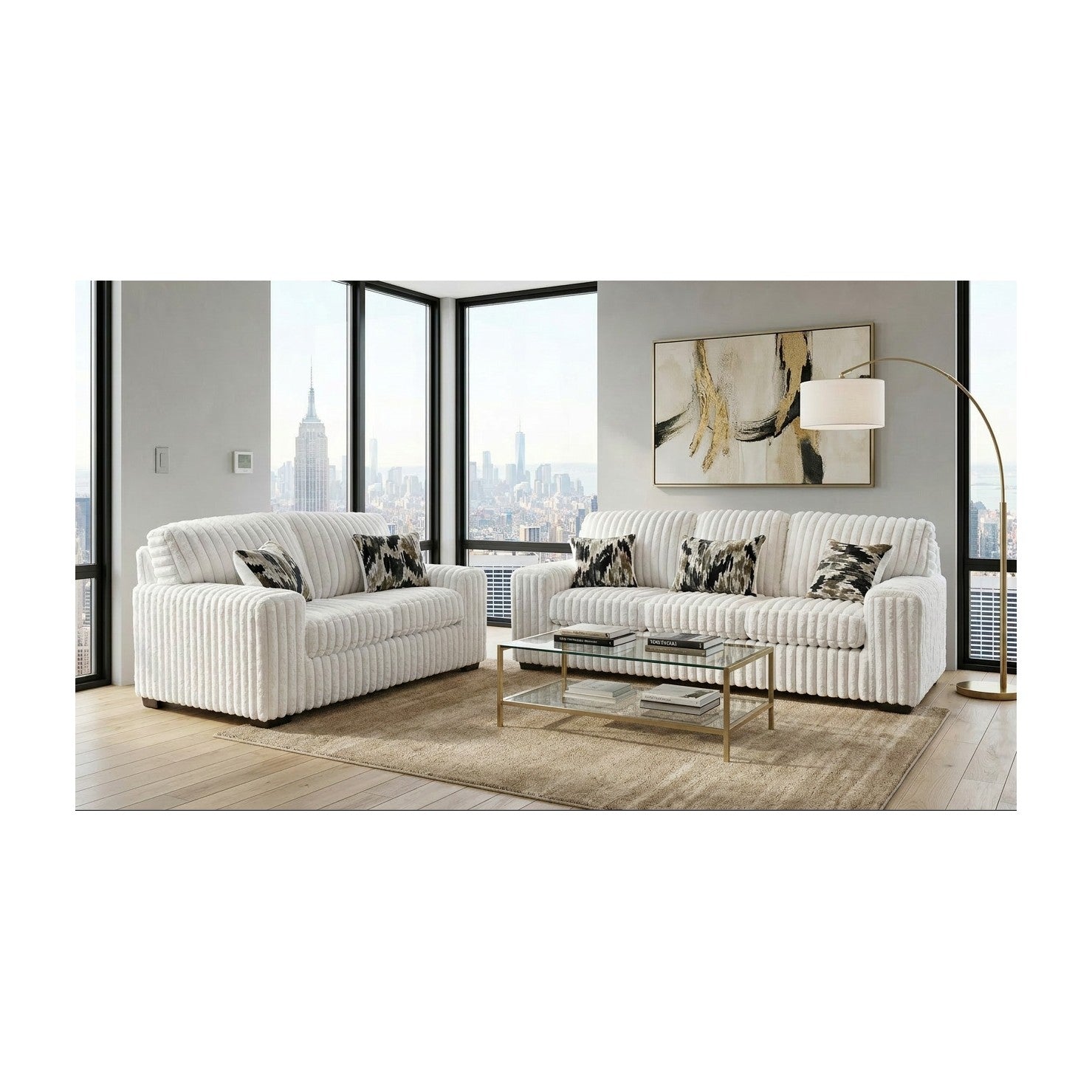 S319 Sofa and Loveseat (Ivory) Ivory