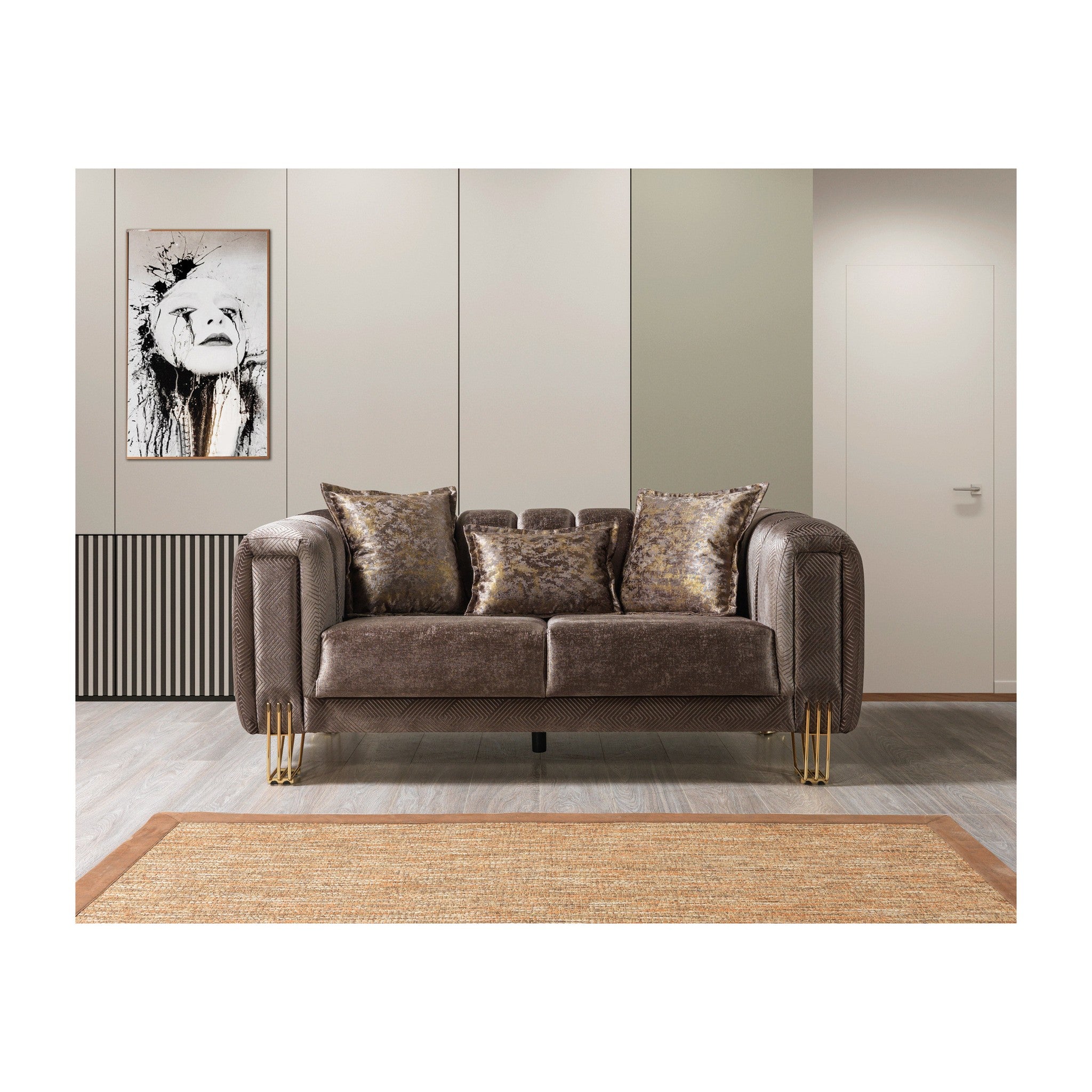 Santana Coffee Velvet Loveseat