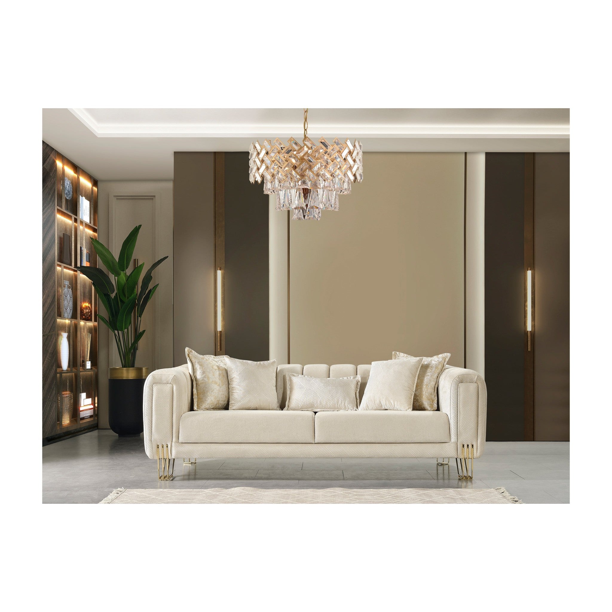 Santana Ivory Velvet Sofa