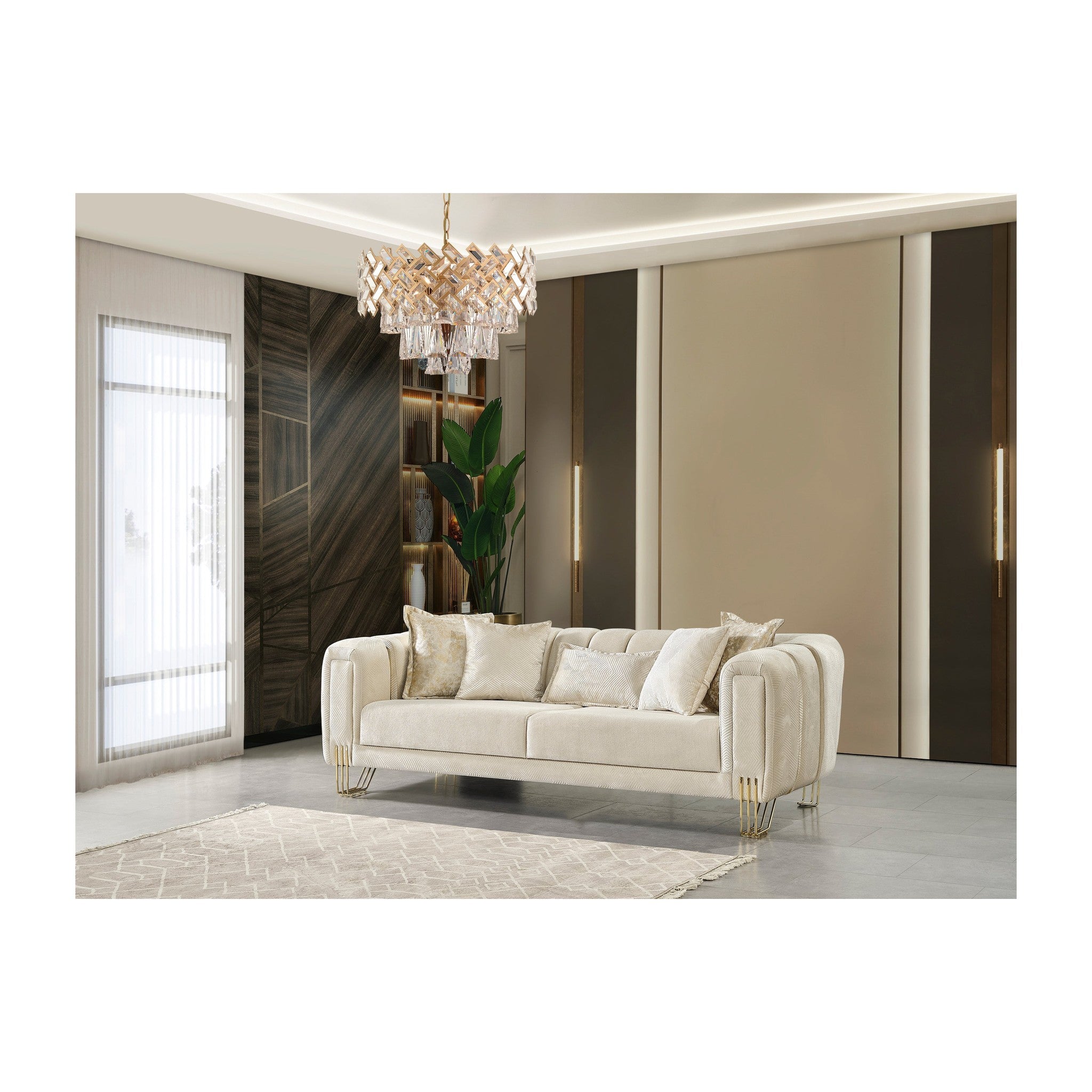 Santana Ivory Velvet Sofa