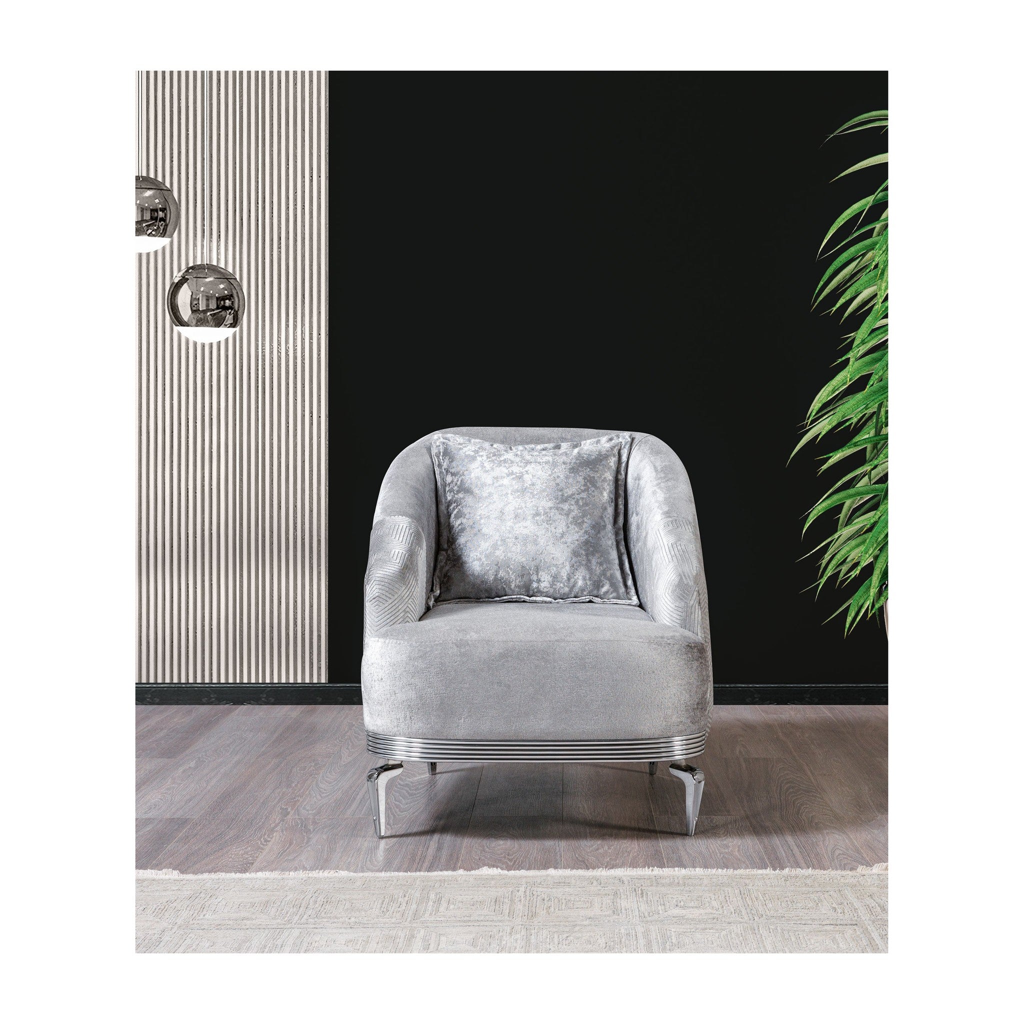 Santana Silver Velvet Chair