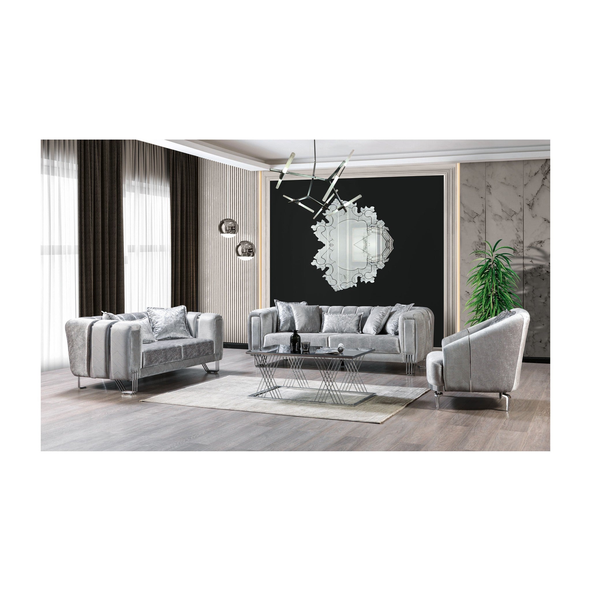 Santana Silver Velvet Chair