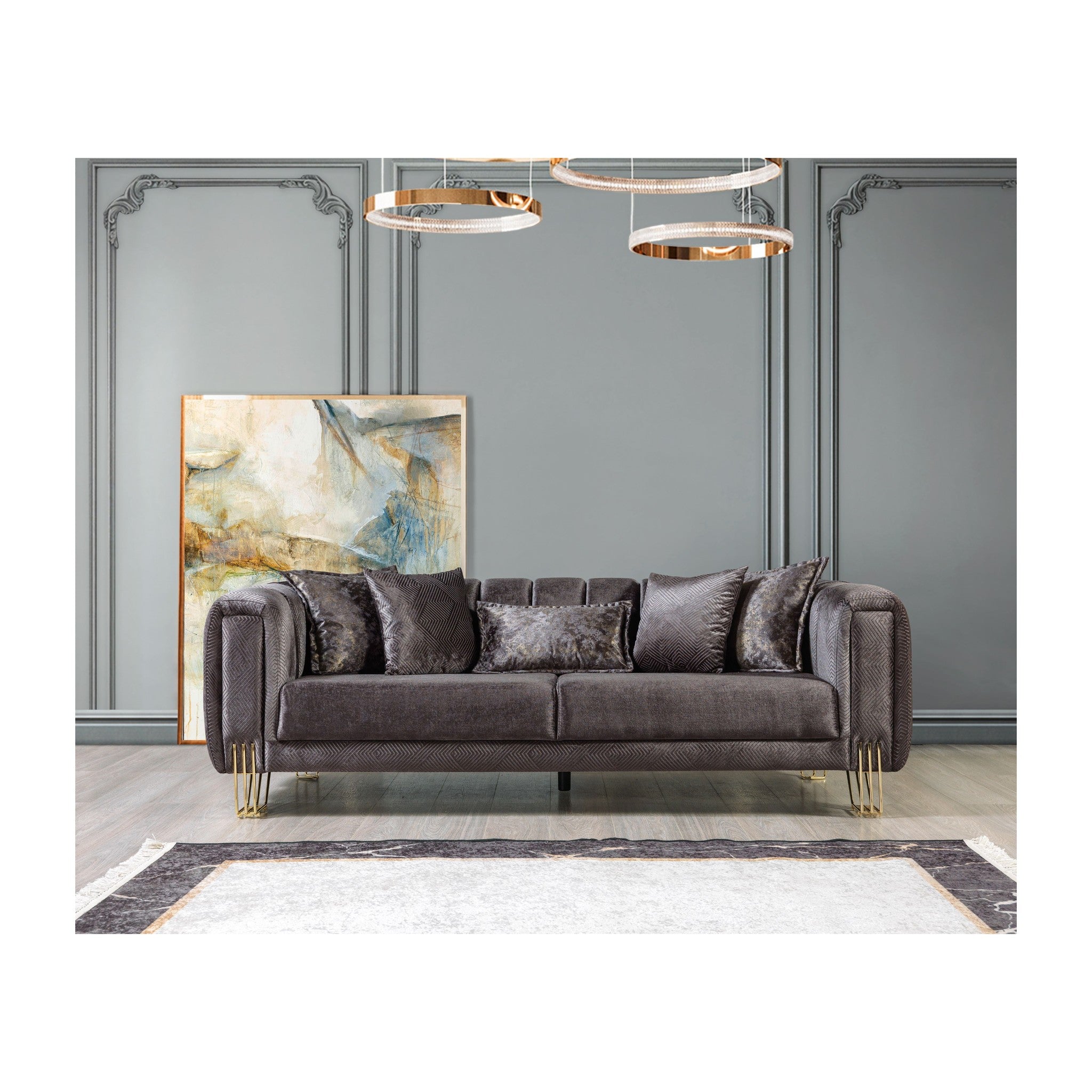 Santana Smoke Velvet Sofa