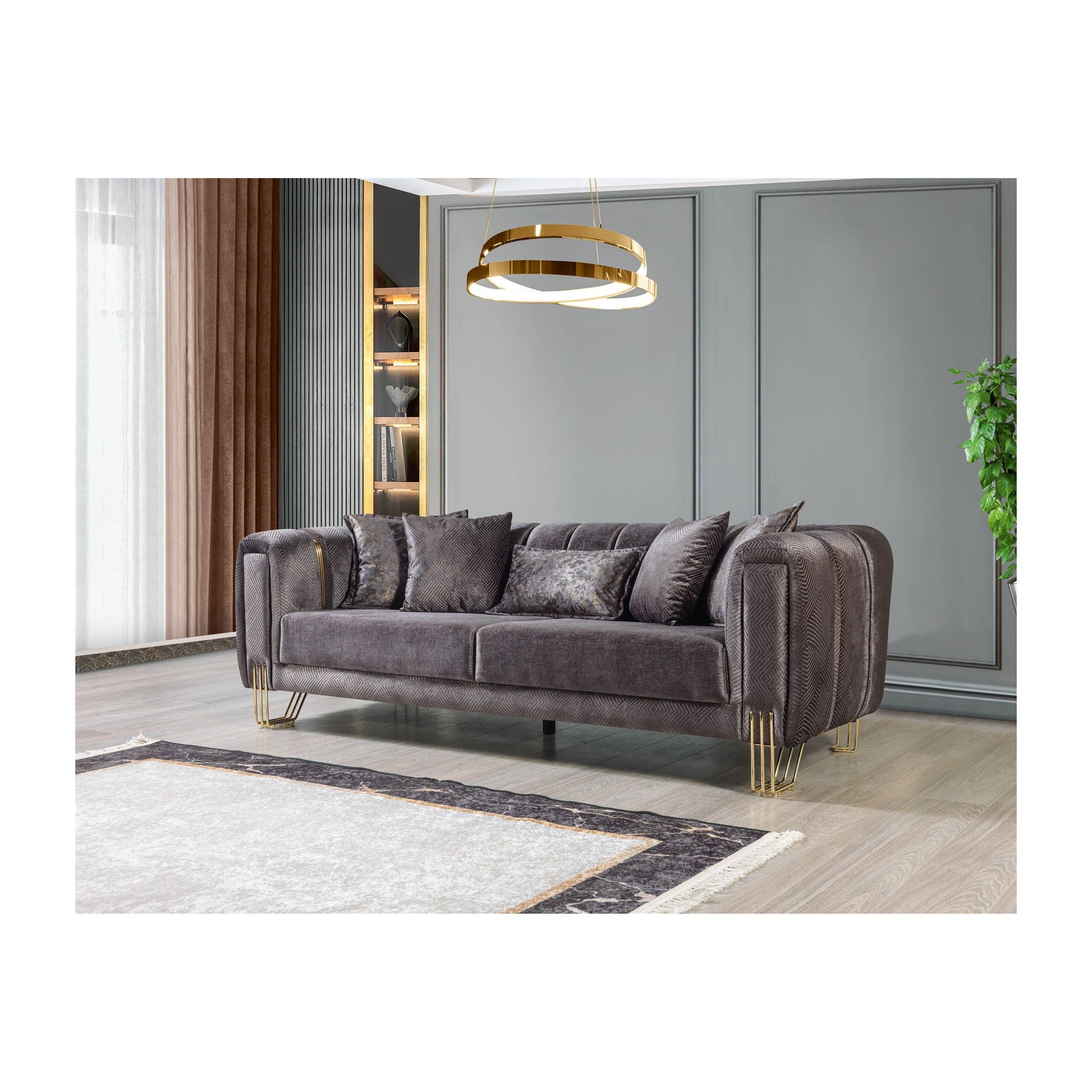 Santana Smoke Velvet Sofa
