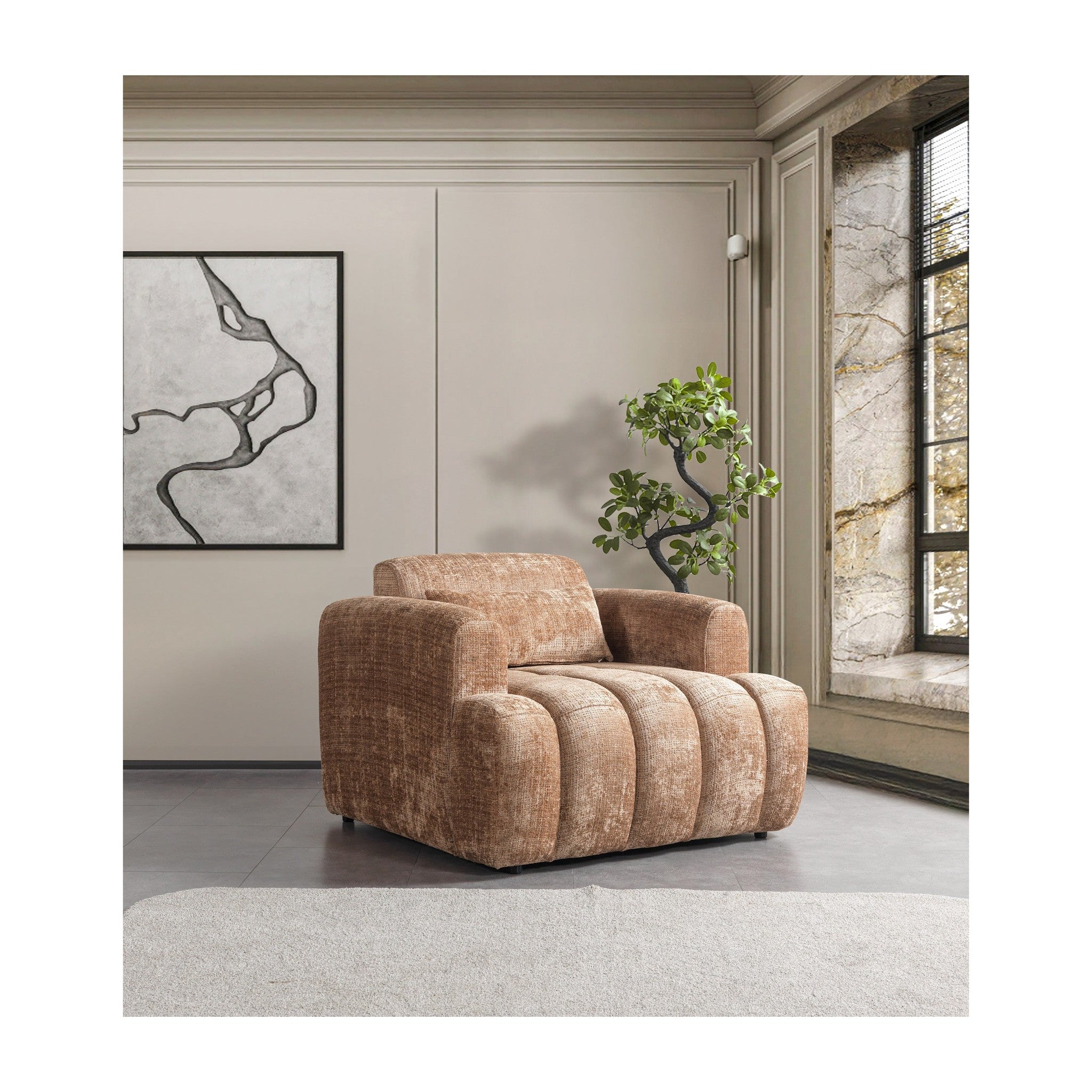 Yulia Coffee Boucle Chair